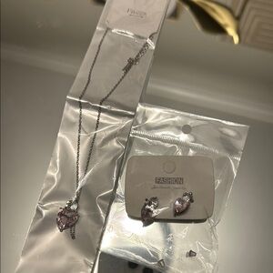 Heart Pendant Necklace and Earring Set